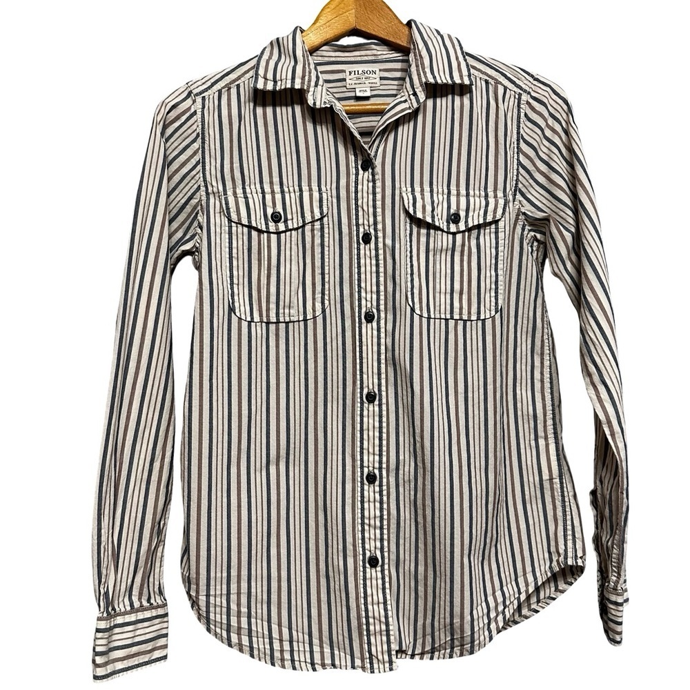 Filson Striped Cotton Button Down Shirt Small Women’s Casual Comfy Gorpcore